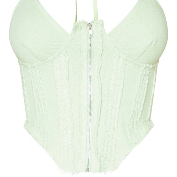 Lime green front zipper corset - Picture 2 of 3